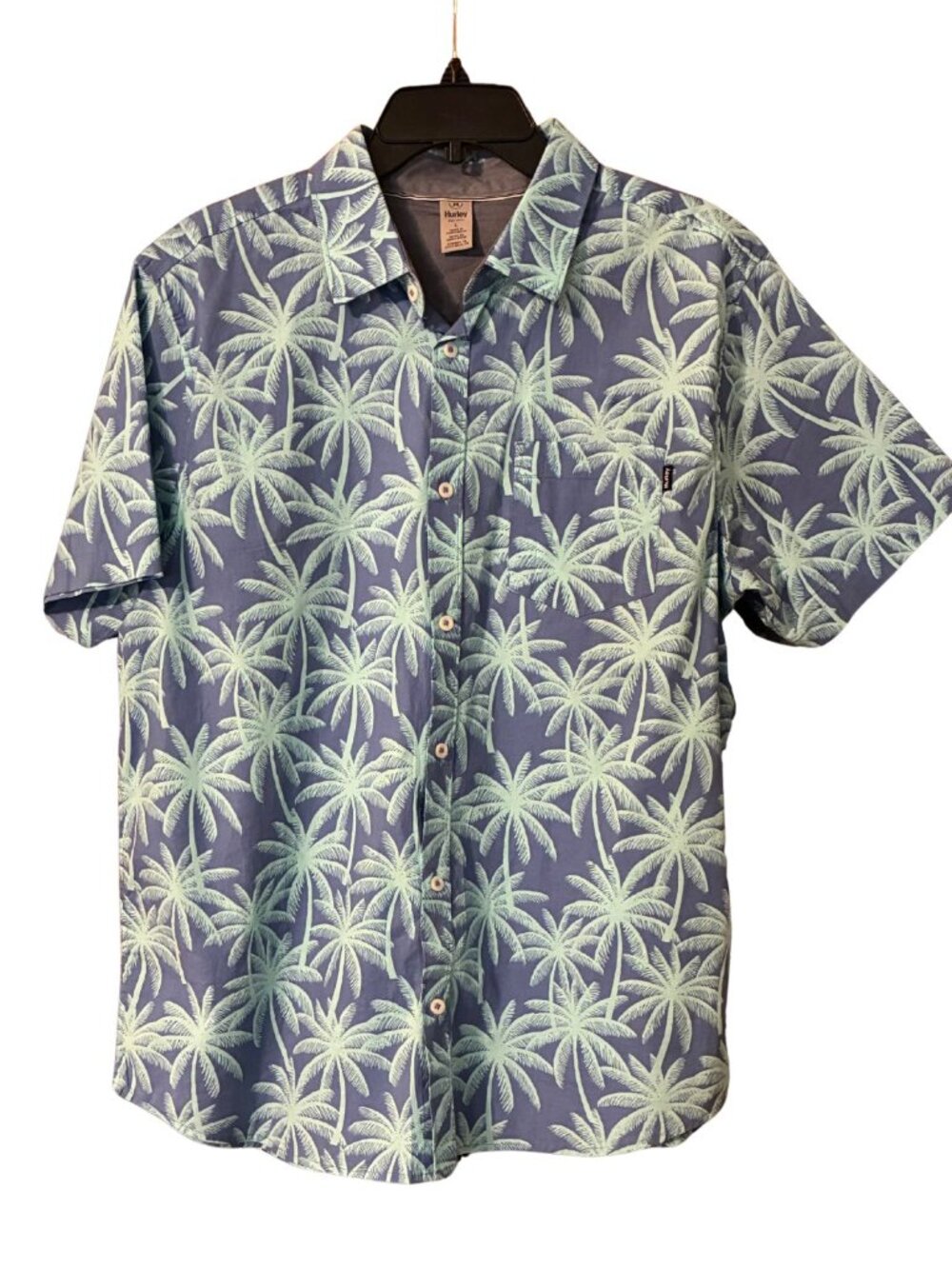 Hurley Blue Tropical Casual S/S Shirt Large